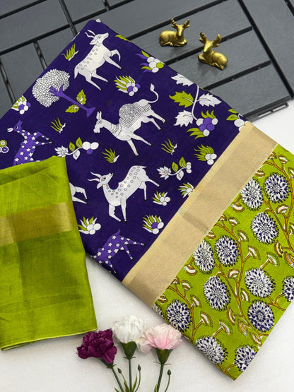Product Image - Exclusive Designer Chanderi Silk Saree with Kalamkari Print