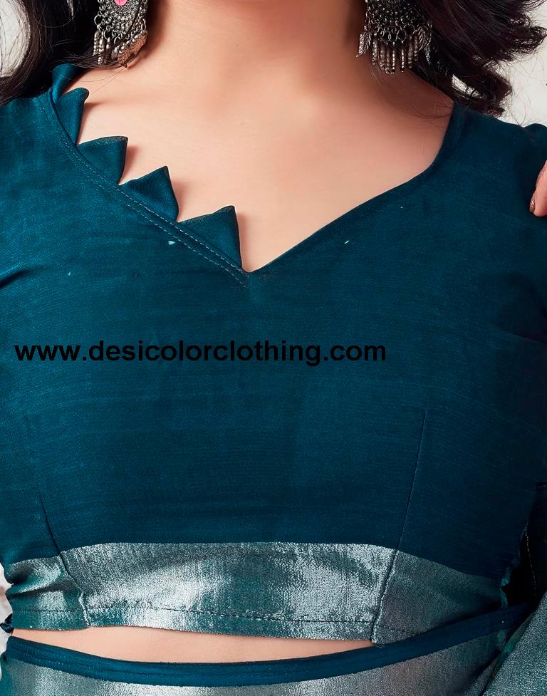 Blue Chiffon Printed  Saree