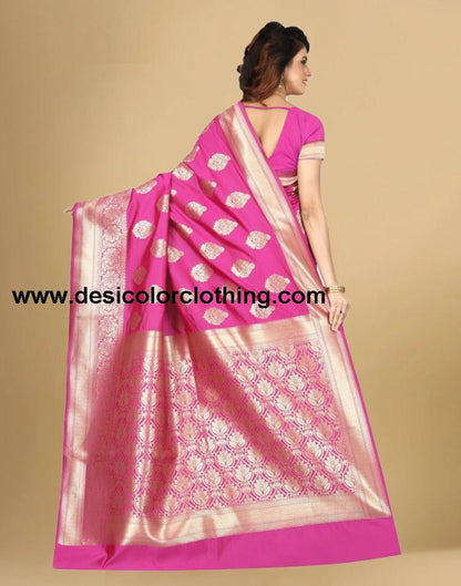 Rani Pink Banarasi Silk Saree
