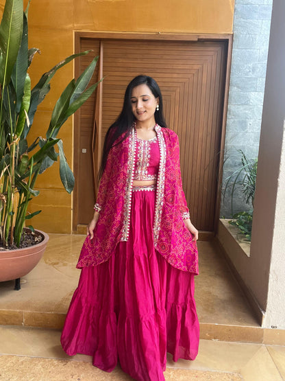 Product Image - Designer Bandhej Lehenga Choli & Shrug - Shree Ram Creation
