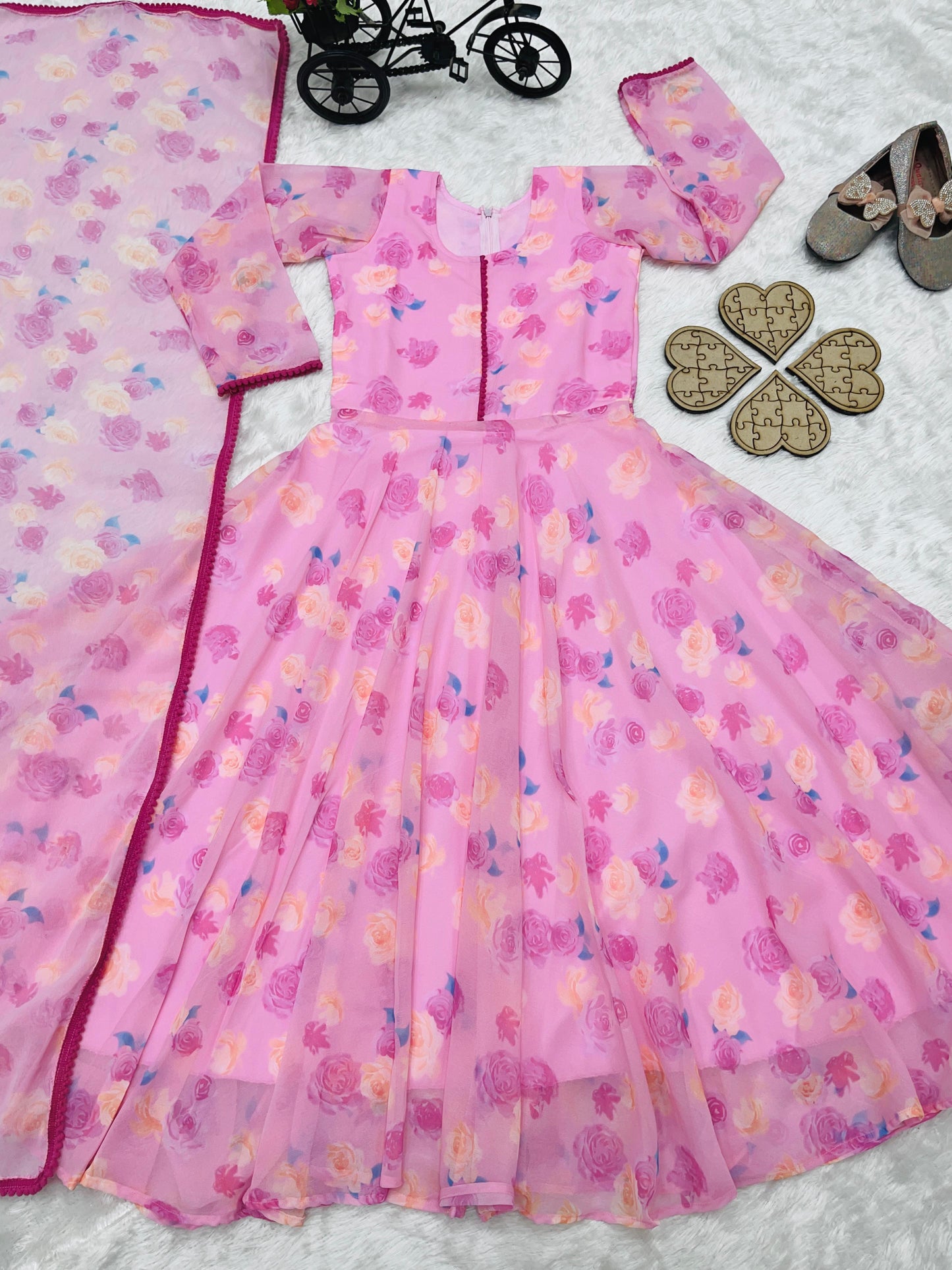 Product Image - Beautiful Kids Gown Set - Heavy Fox Georgette
