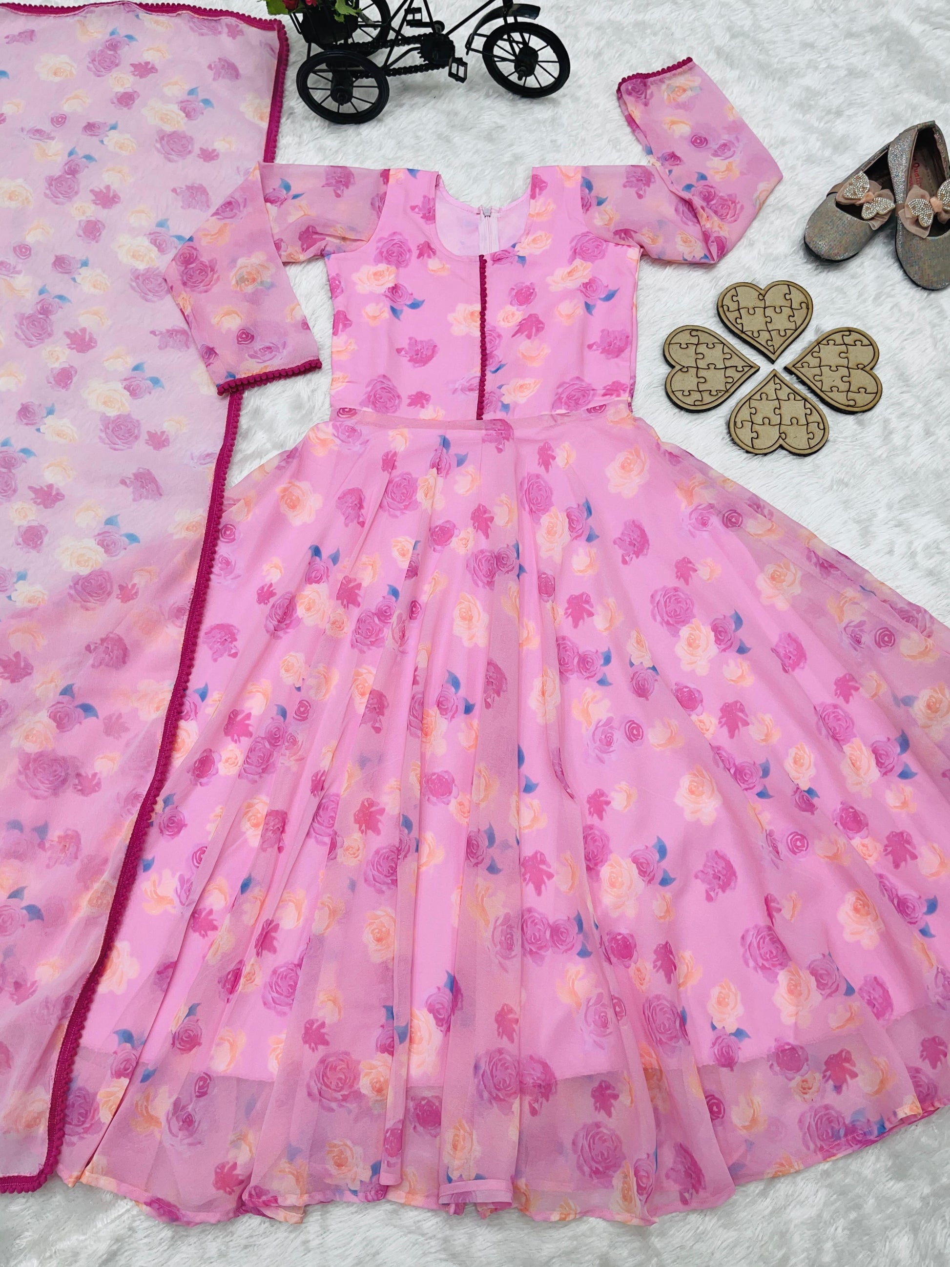 Product Image - Beautiful Kids Gown Set - Heavy Fox Georgette