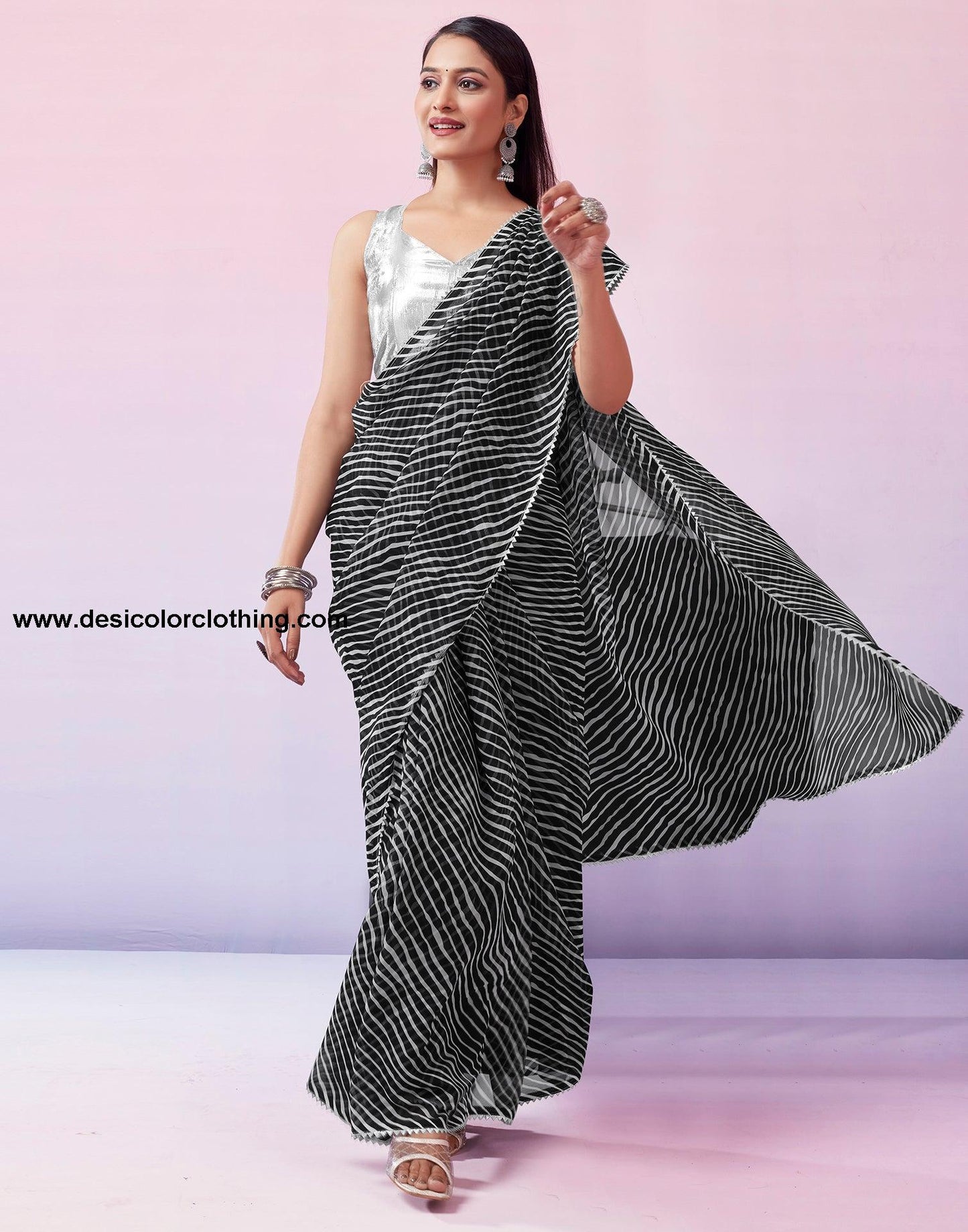 Black Georgette Printed Saree