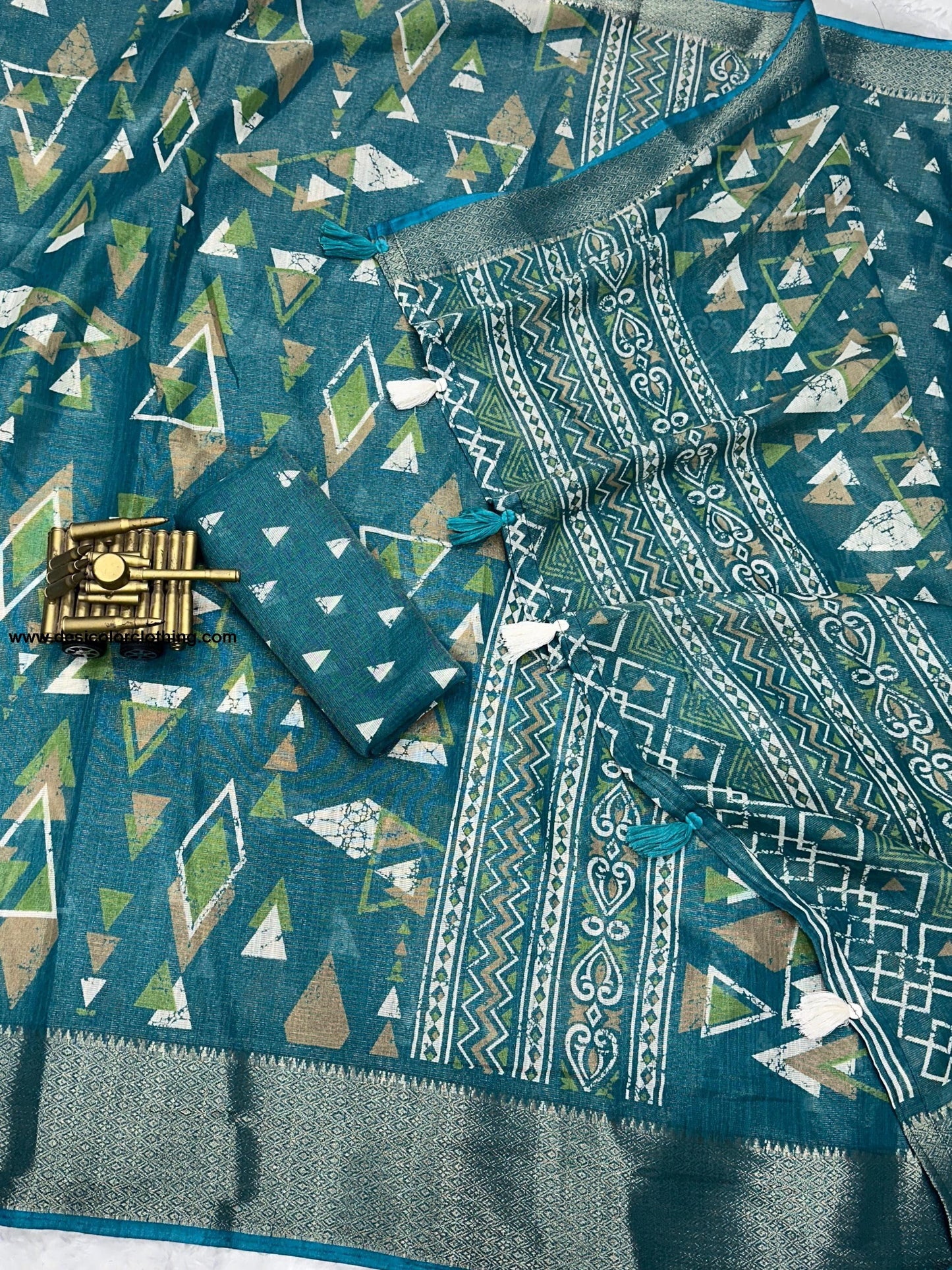 Fabric cotton zari jacquard with running blouse Saree