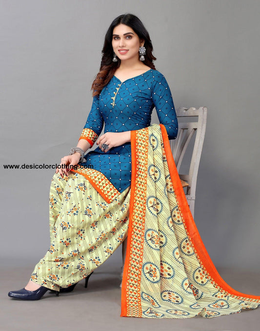 Printed Polyester Unstitched Salwar Suit Material