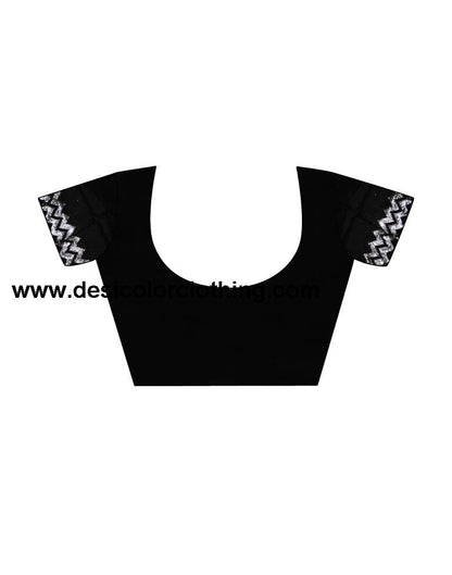 Black Georgette Plain Sarees