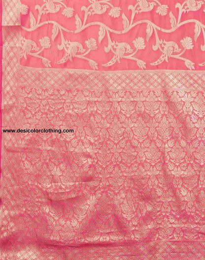 Pink Banarasi Silk Woven Saree