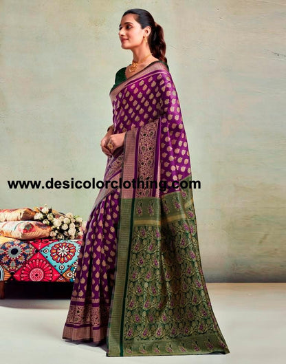 Purple Silk Woven Saree