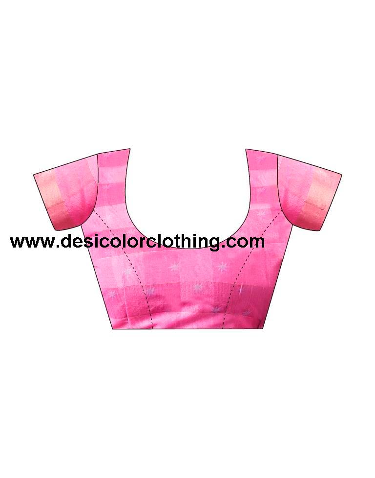 Pink Cotton Zari Saree