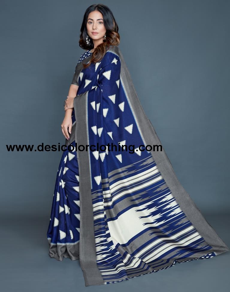 Blue Coloured Poly Silk Printed Casual saree