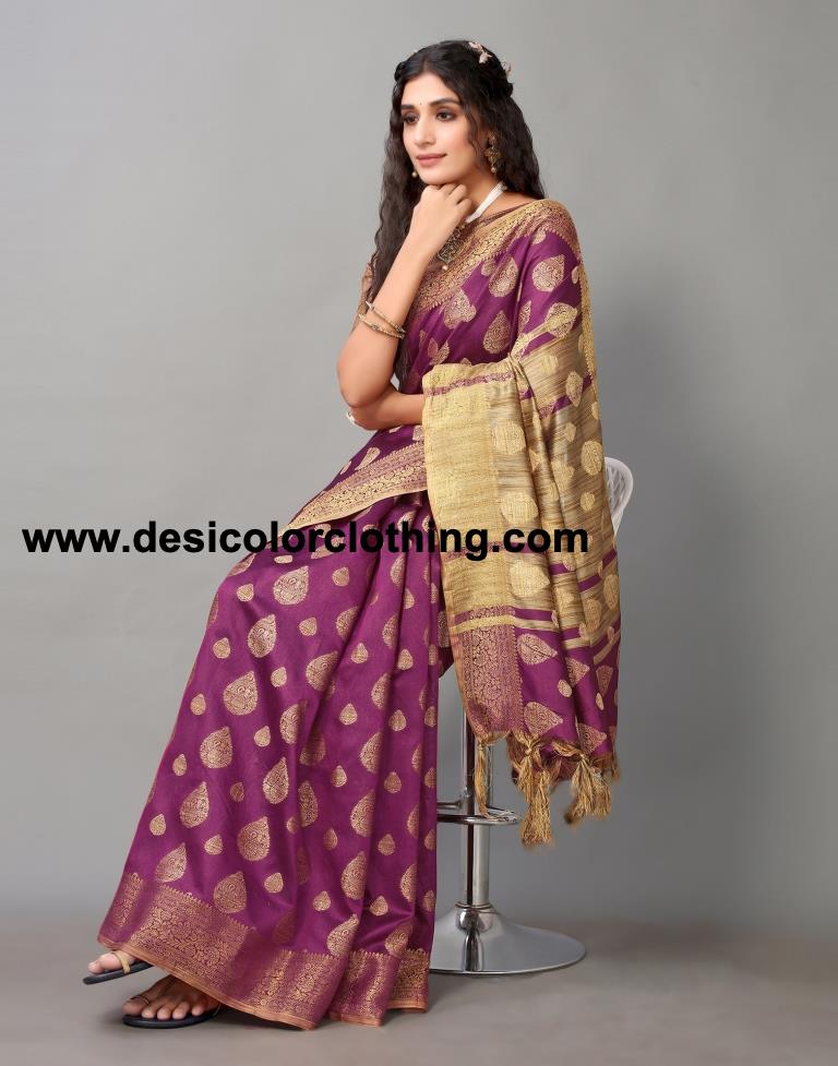Purple Banarasi Silk Saree
