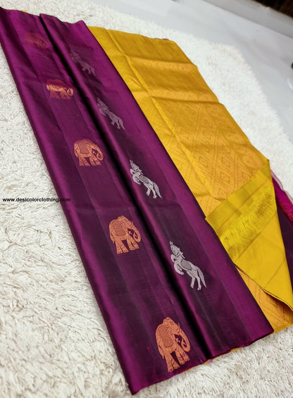 Kanchipuram Handwoven High Quality Lite Weight Soft Silk Sarees