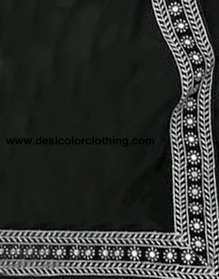 Black Georgette Plain Saree