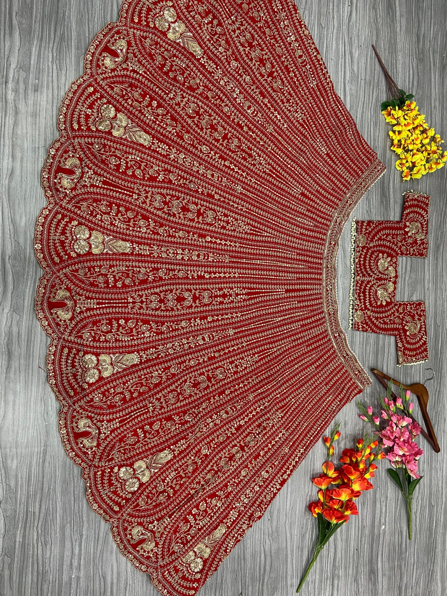 Product Image - Stunning Designer Lehenga Red