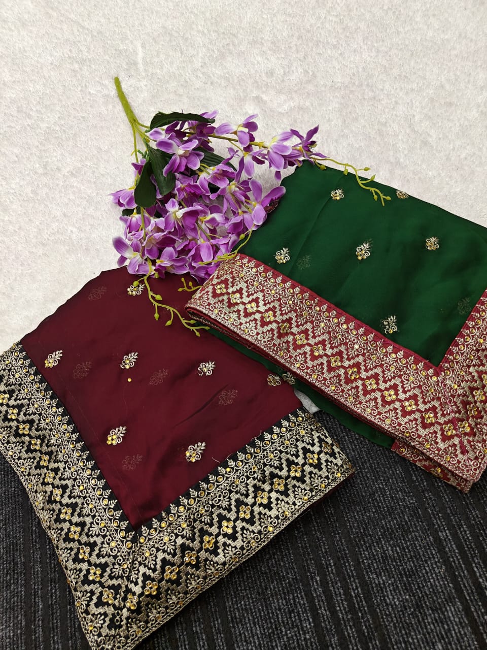 Soft Rich Pure Black Rangoli Silk