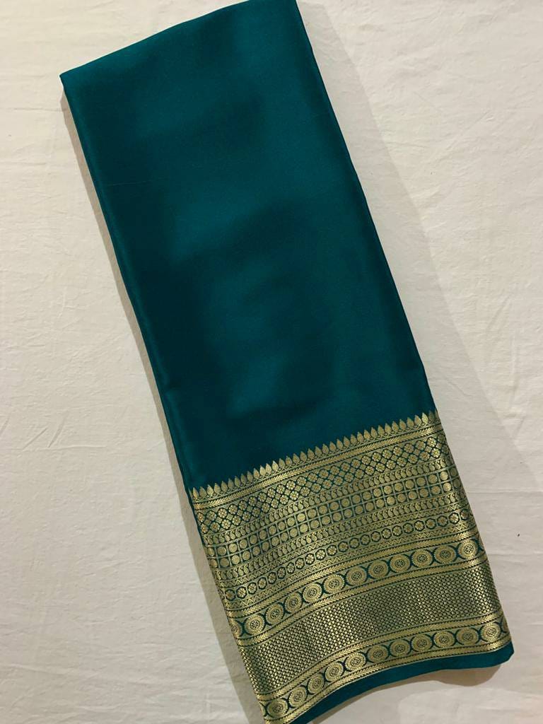 Product Image - Exquisite Semi-Mysore Silk Saree with Gold Border