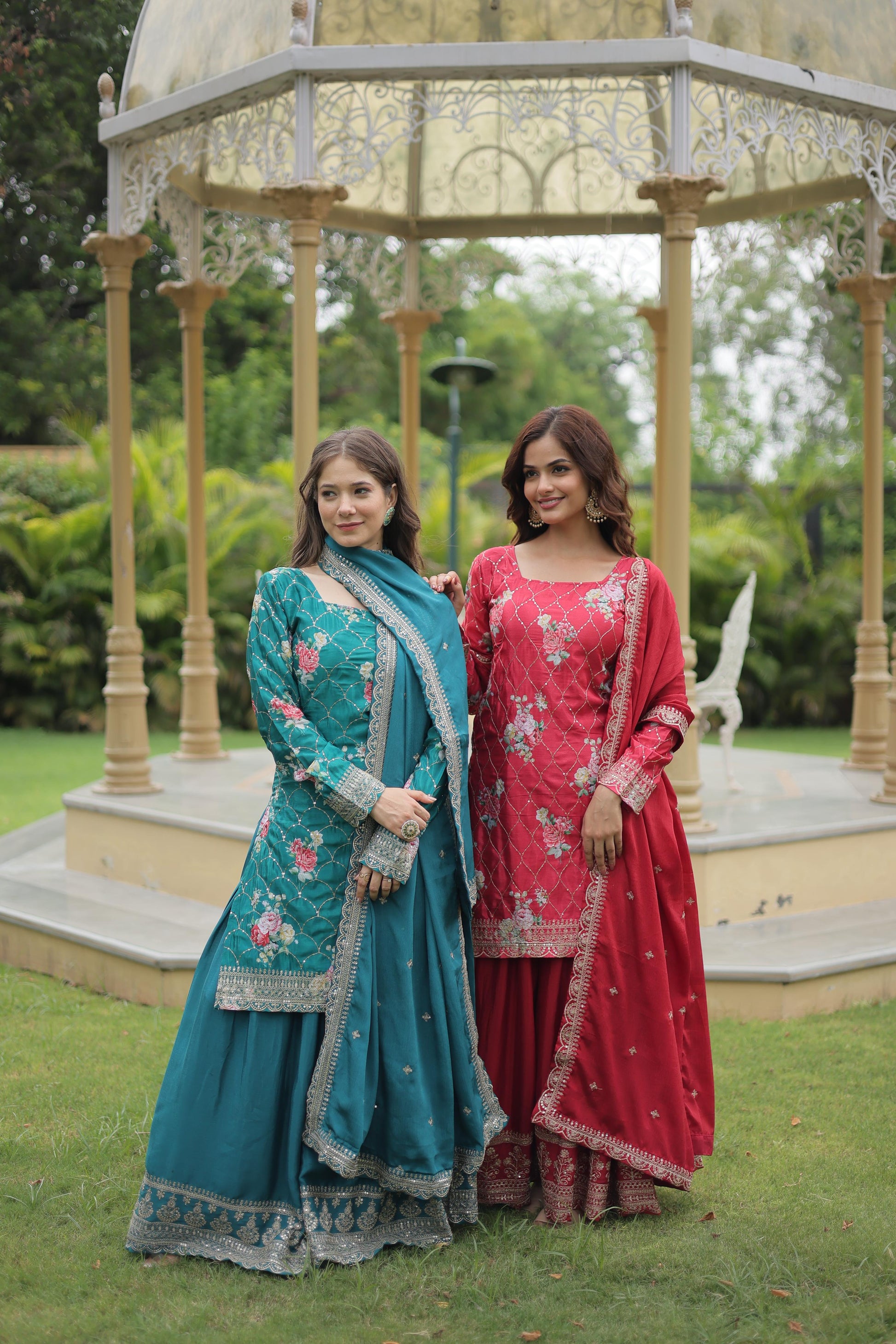 Product Image - Premium Designer Georgette Kurti-Plazo-Dupatta Set