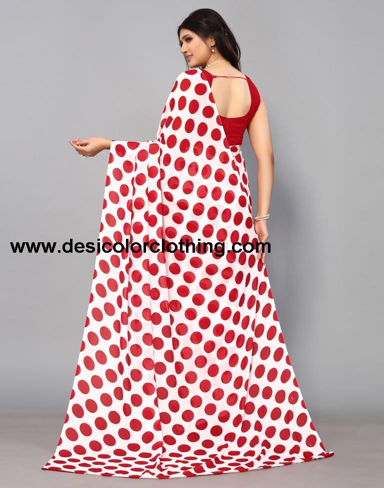 White Printed Saree