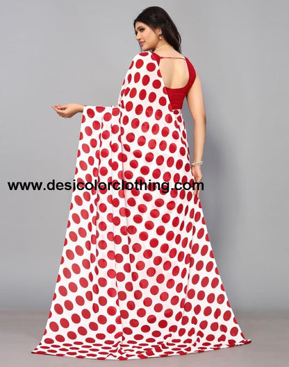 White Printed Saree