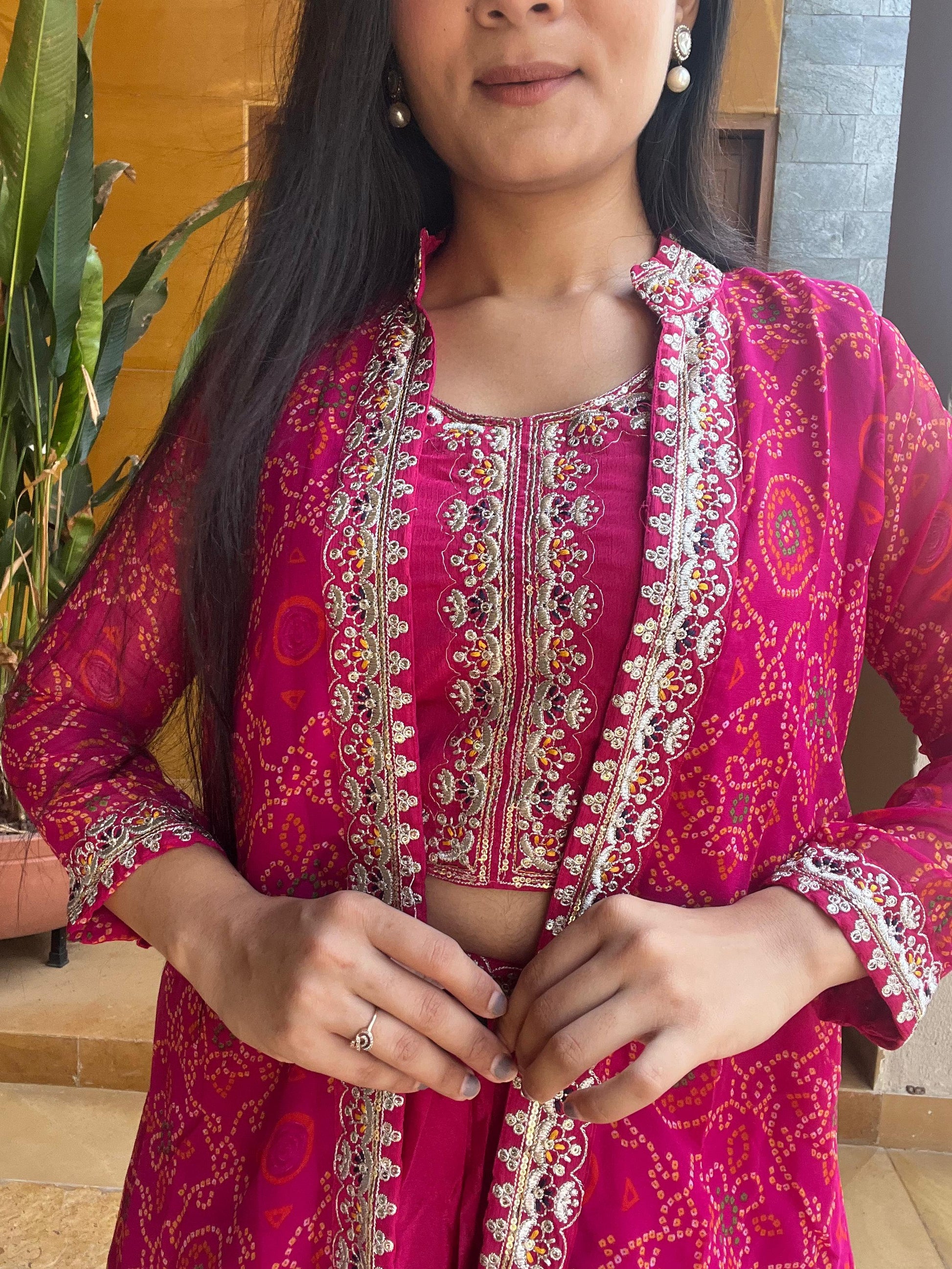 Product Image - Designer Bandhej Lehenga Choli & Shrug - Shree Ram Creation