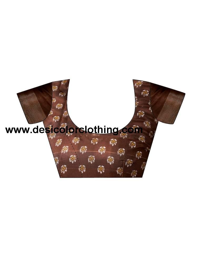 Brown Cotton Zari Saree