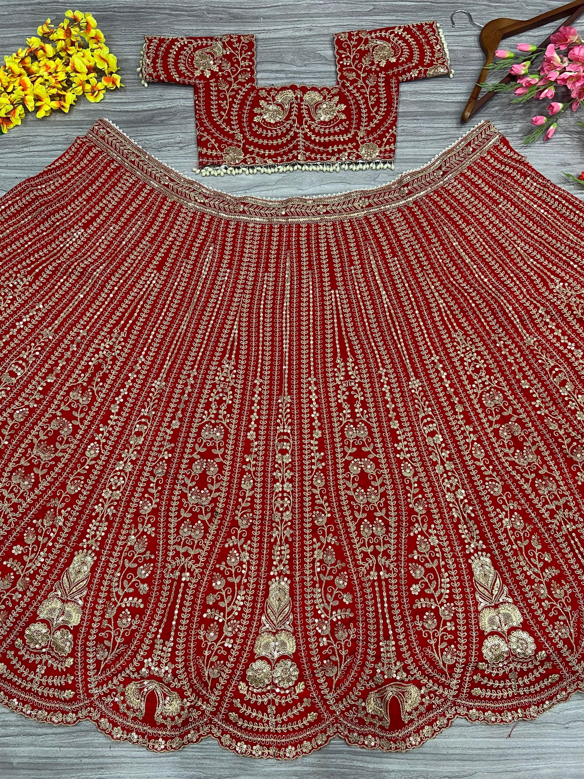 Product Image - Stunning Designer Lehenga Red