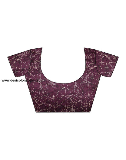 Wine Georgette Printed Saree