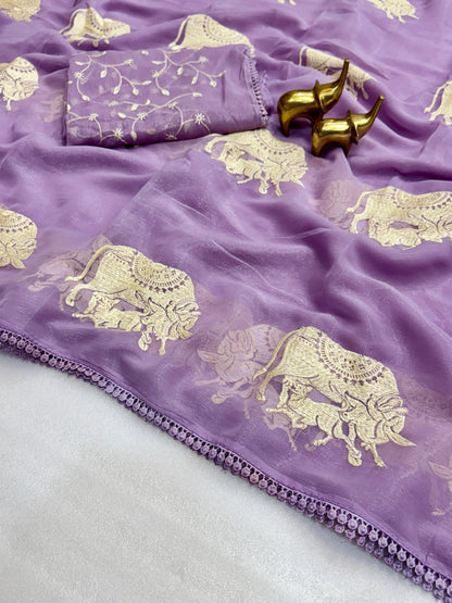 Product Image - Designer Georgette Saree | Perfect Ethnic Wear for Festive & Wedding Attire