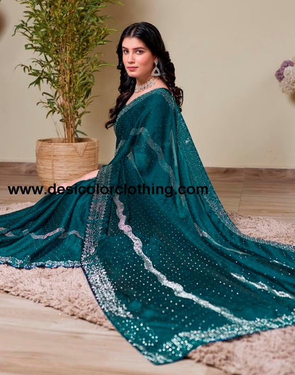 Rama Georgette Plain Saree