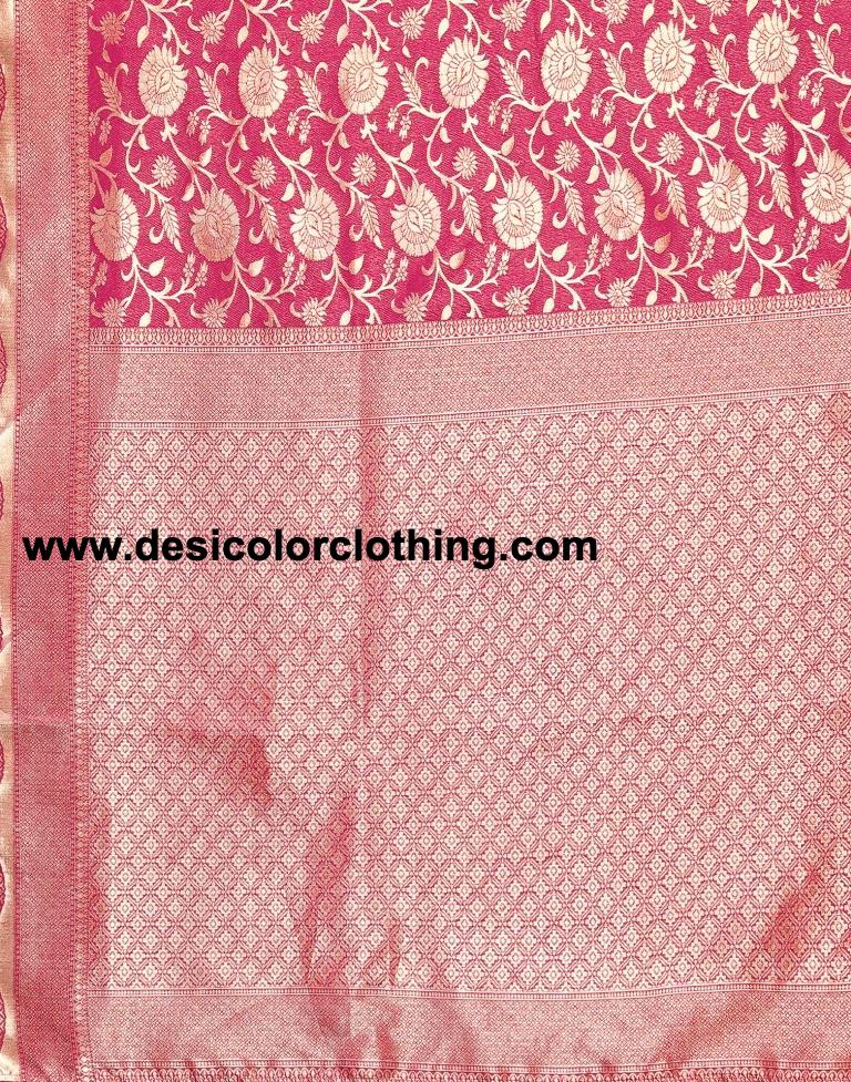 Dark Pink Banarasi Silk Saree