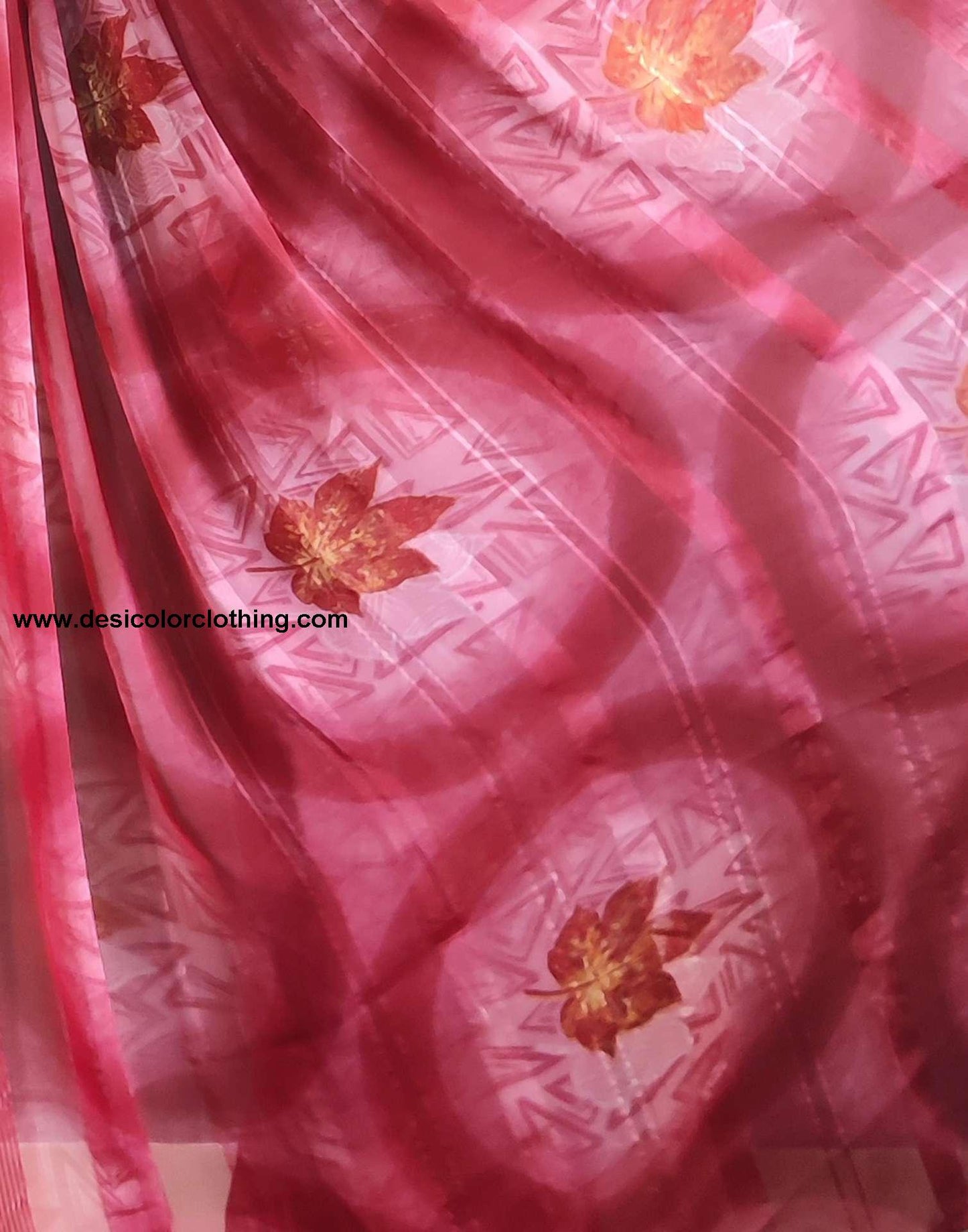 Peach Printed Georgette Pre-draped Saree