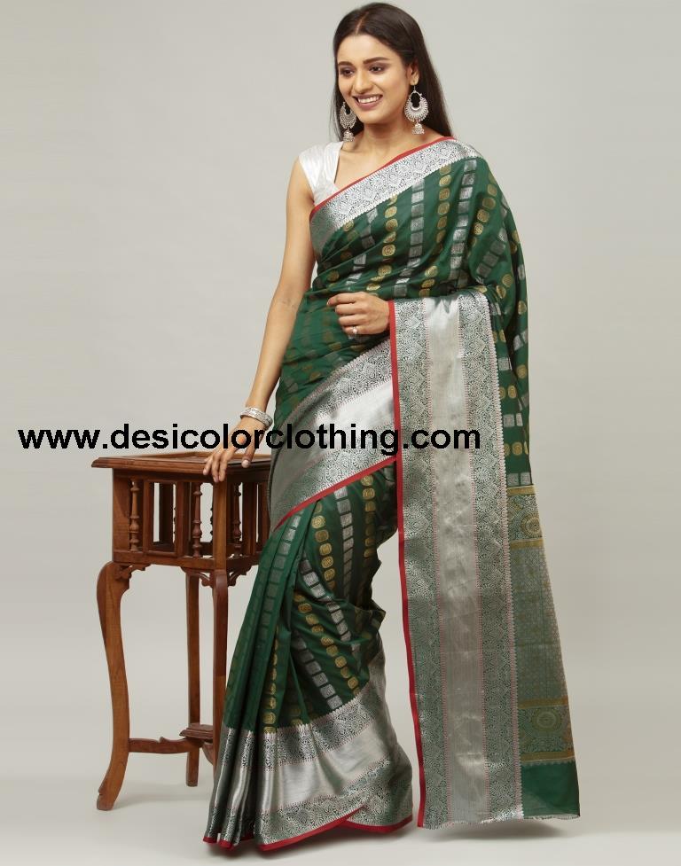 Sacramento Green Coloured Poly Silk Jacquard Saree | SLV1828S138