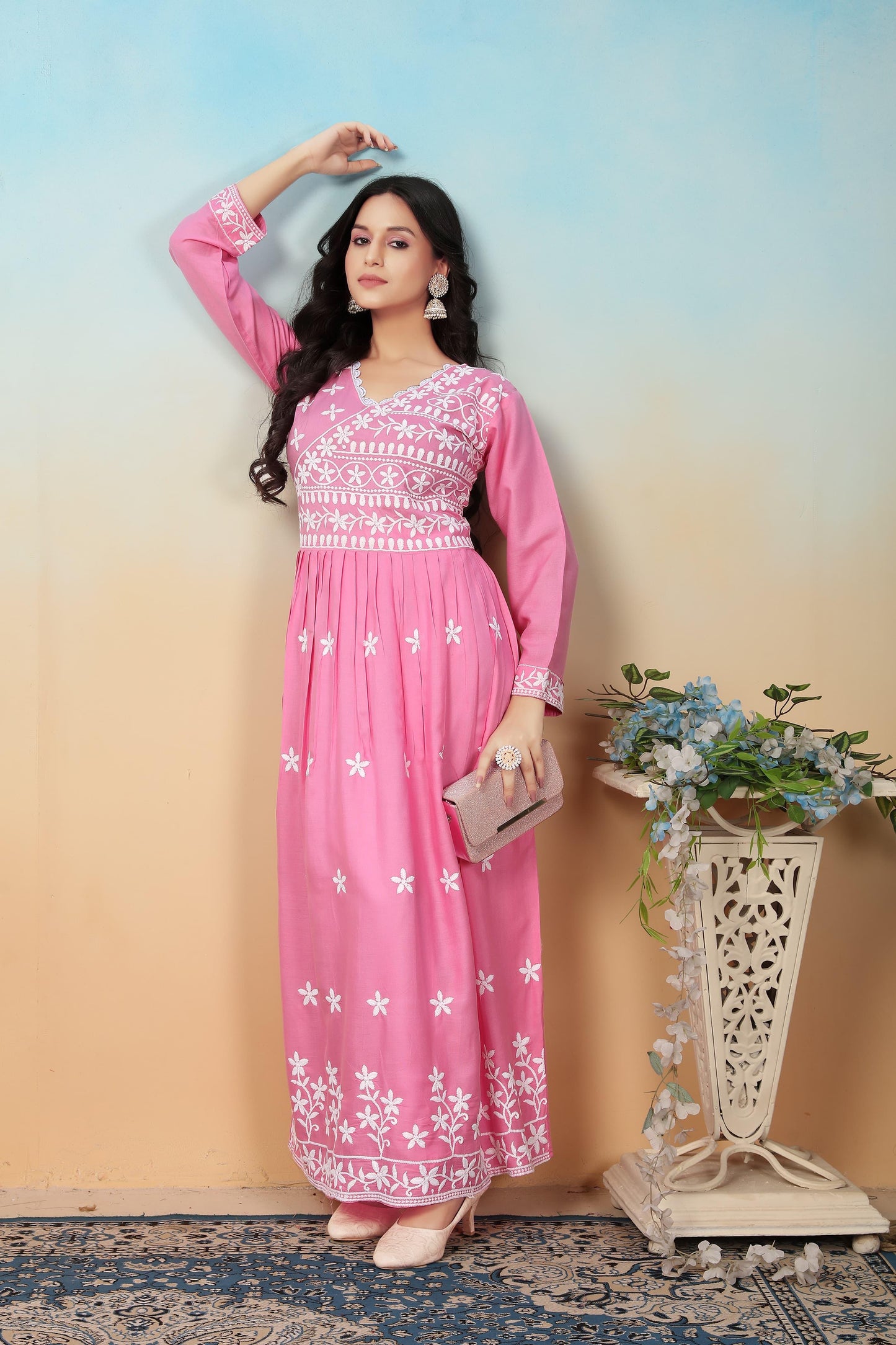Product Image - Premium Heavy Rayon Designer Saree with Chikankari Embroidery | Festive Wear