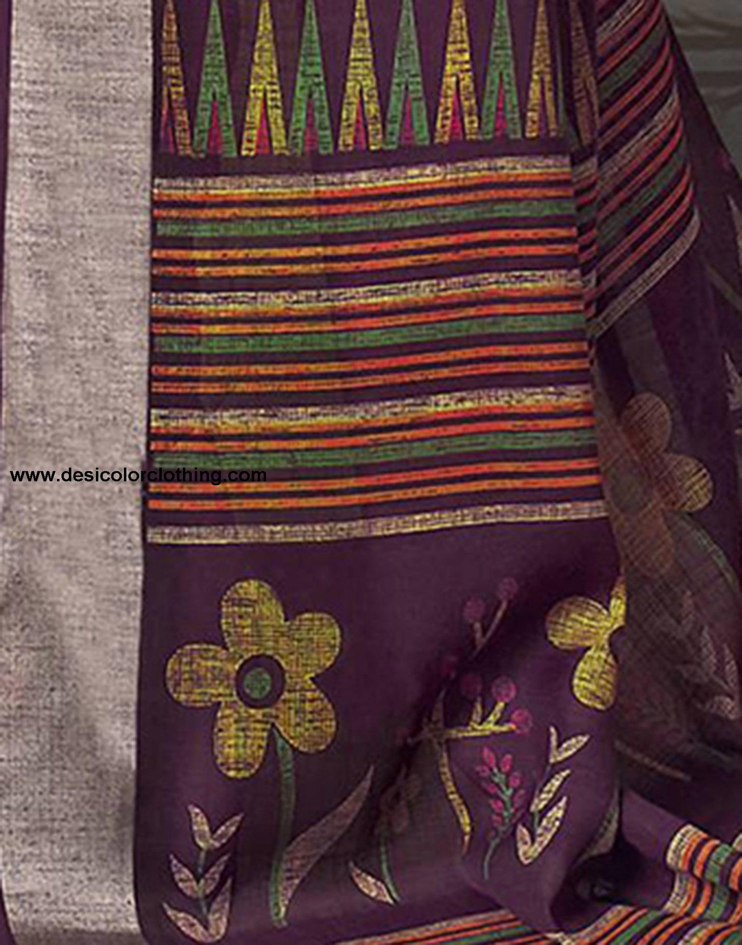 Wine Printed Cotton Saree
