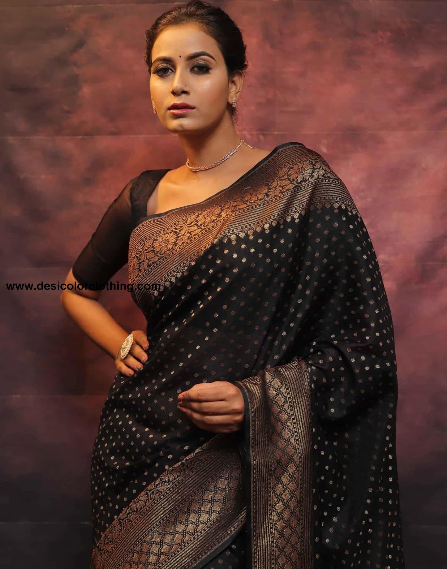 Black Banarasi Silk Woven Saree