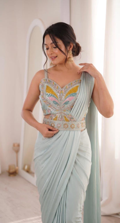 Product Image - Designer ready made saree with designer fully Striched blouse - 3