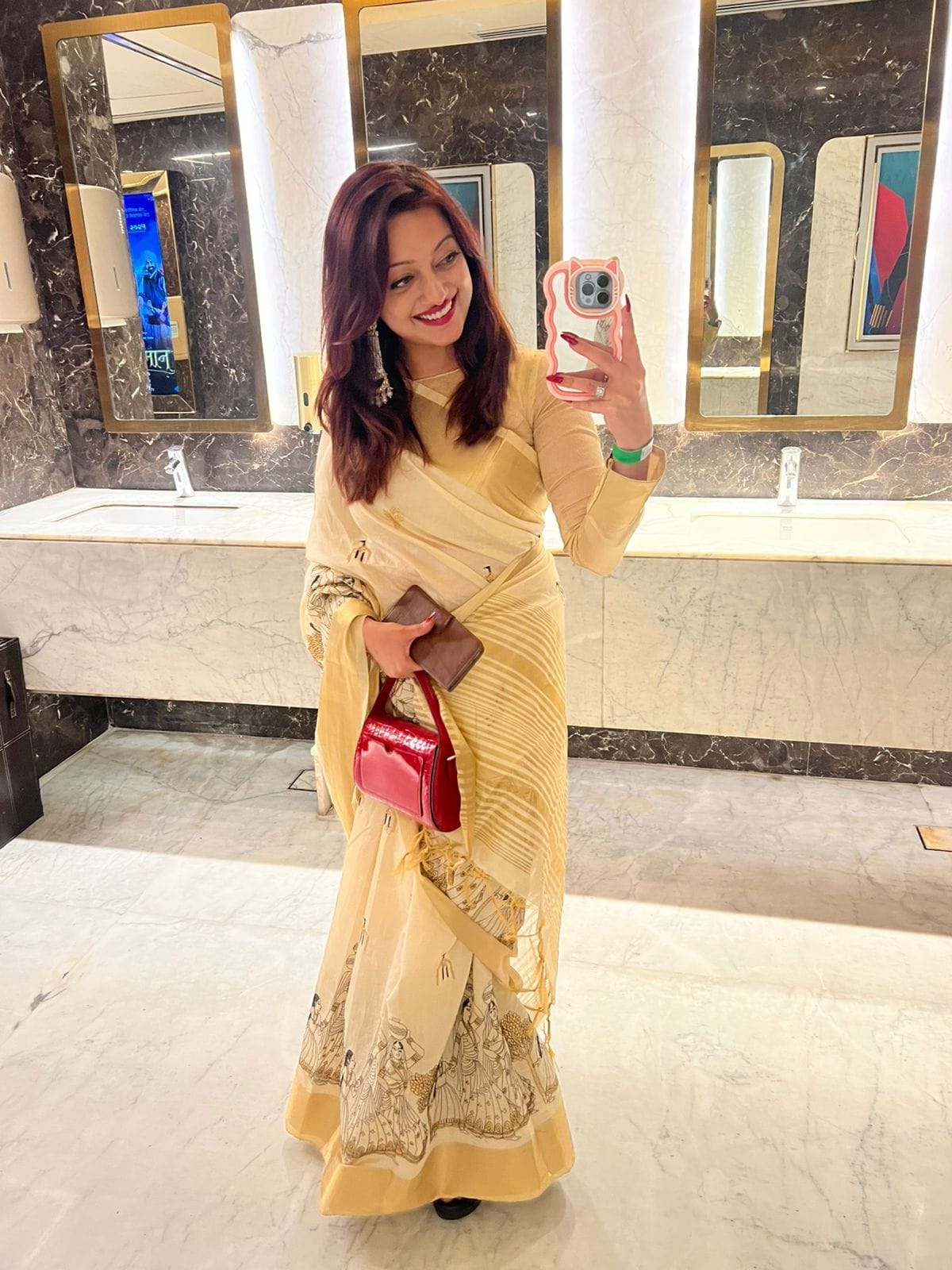 Product Image - Soft Tussar Silk Designer Saree with Kalamkari Embroidery - Festive & Wedding Wear