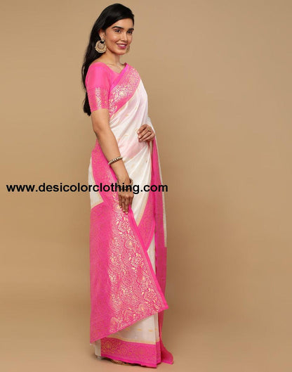 White Kanjivaram Silk Saree