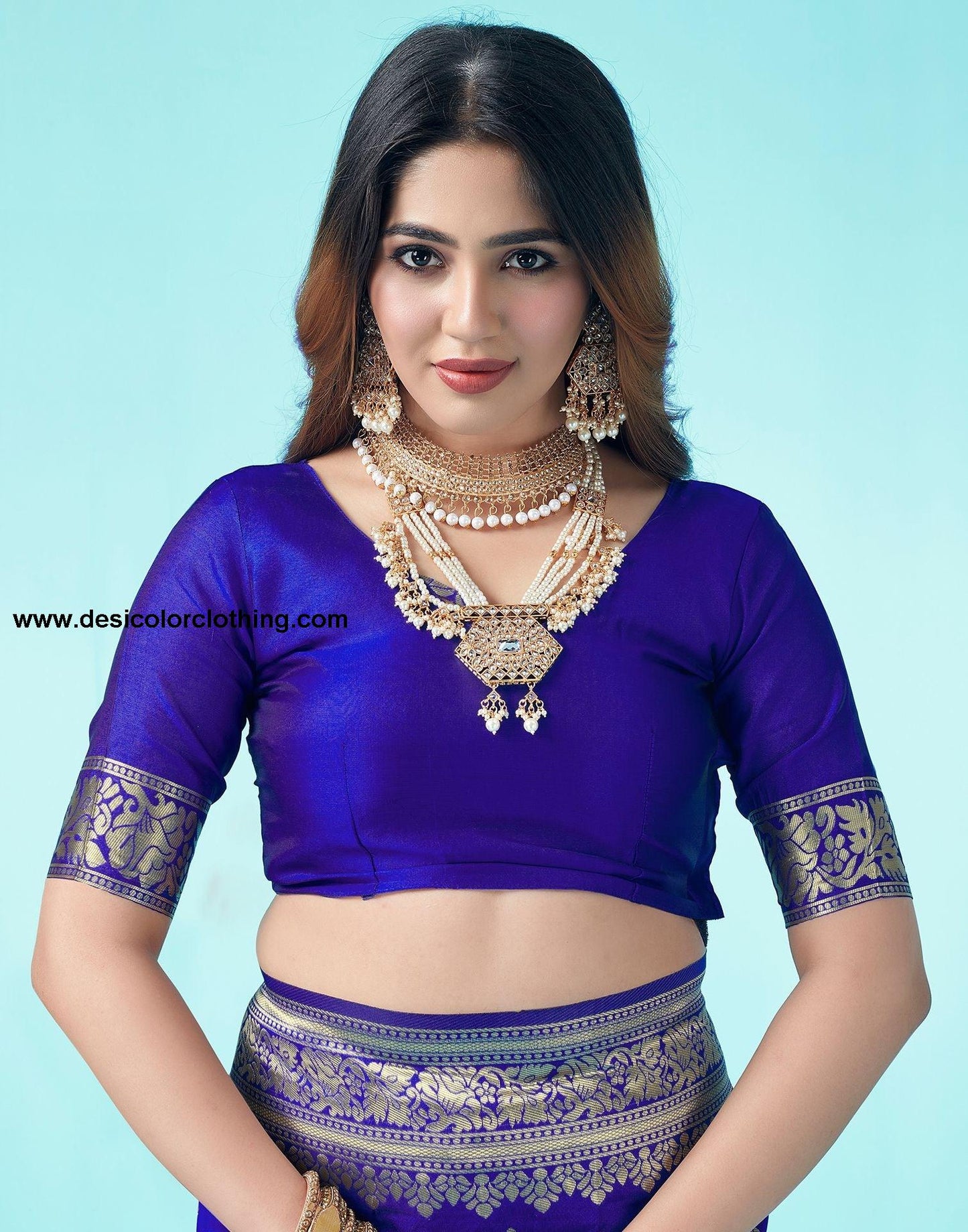 Royal Blue Jacquard Silk Saree