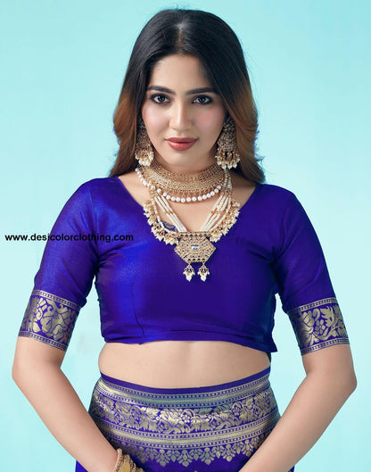 Royal Blue Jacquard Silk Saree