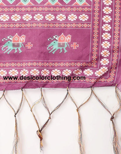 Wine Printed Lehenga Choli