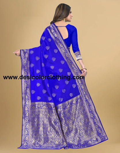 Royal Blue Jacquard Banarasi Silk Saree