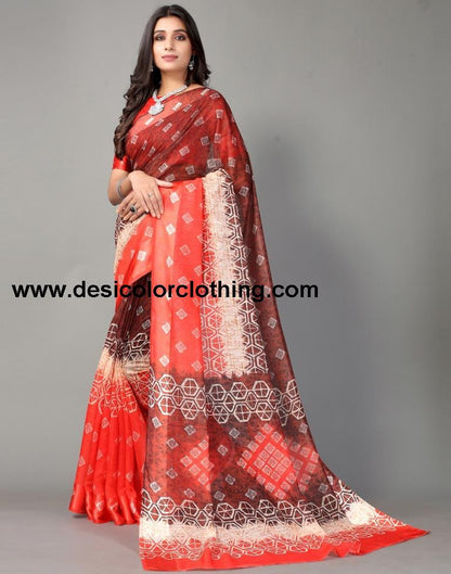 Brown Cotton Saree