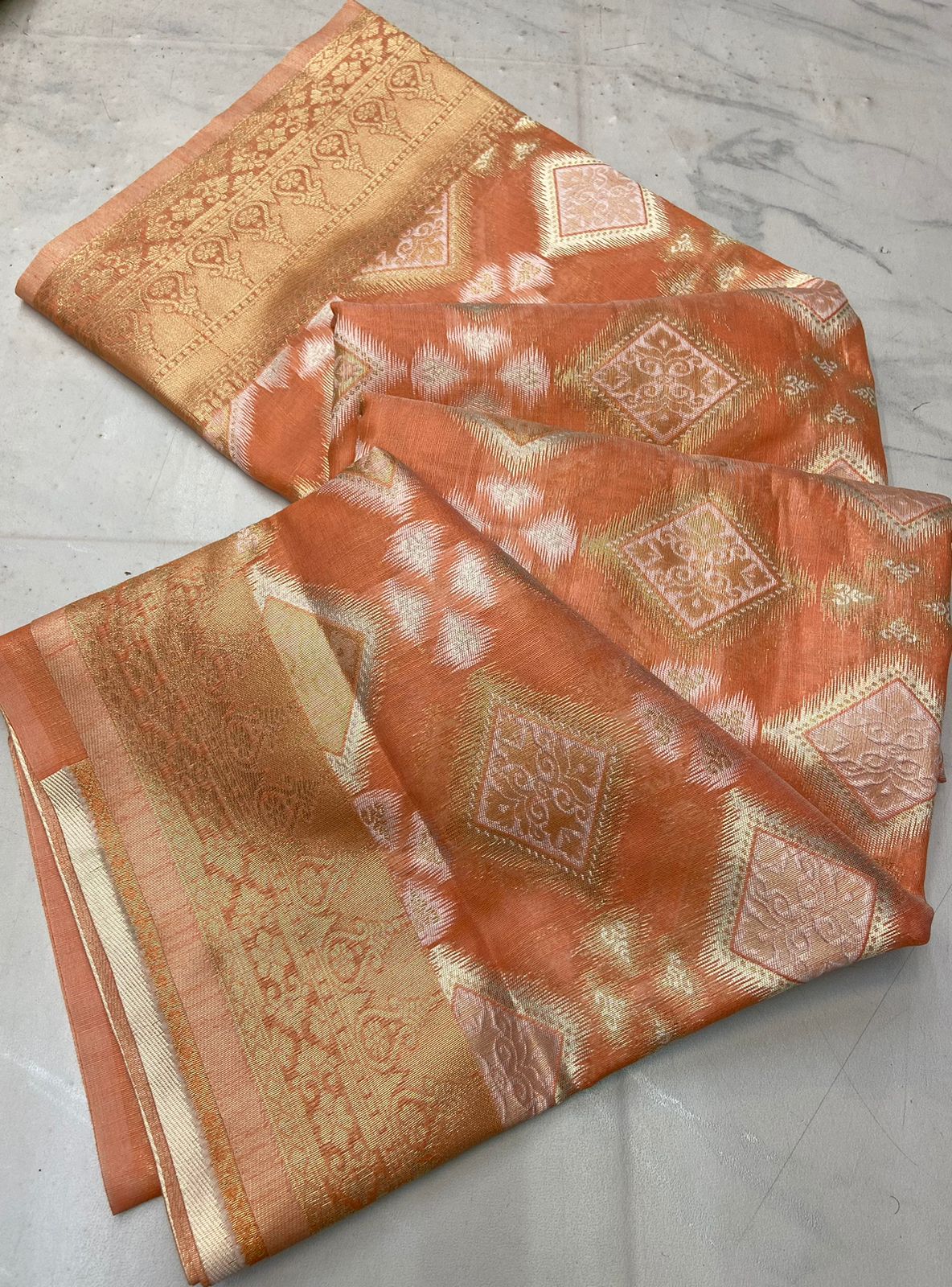 Product Image - Designer Pure Cotton Saree with Heavy Weaving Work – Ethnic & Festive Wear