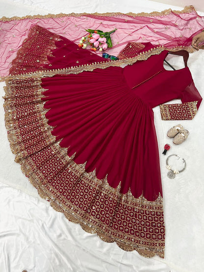 Product Image - Designer Party Wear Gown with Georgette Fabric & Embroidery