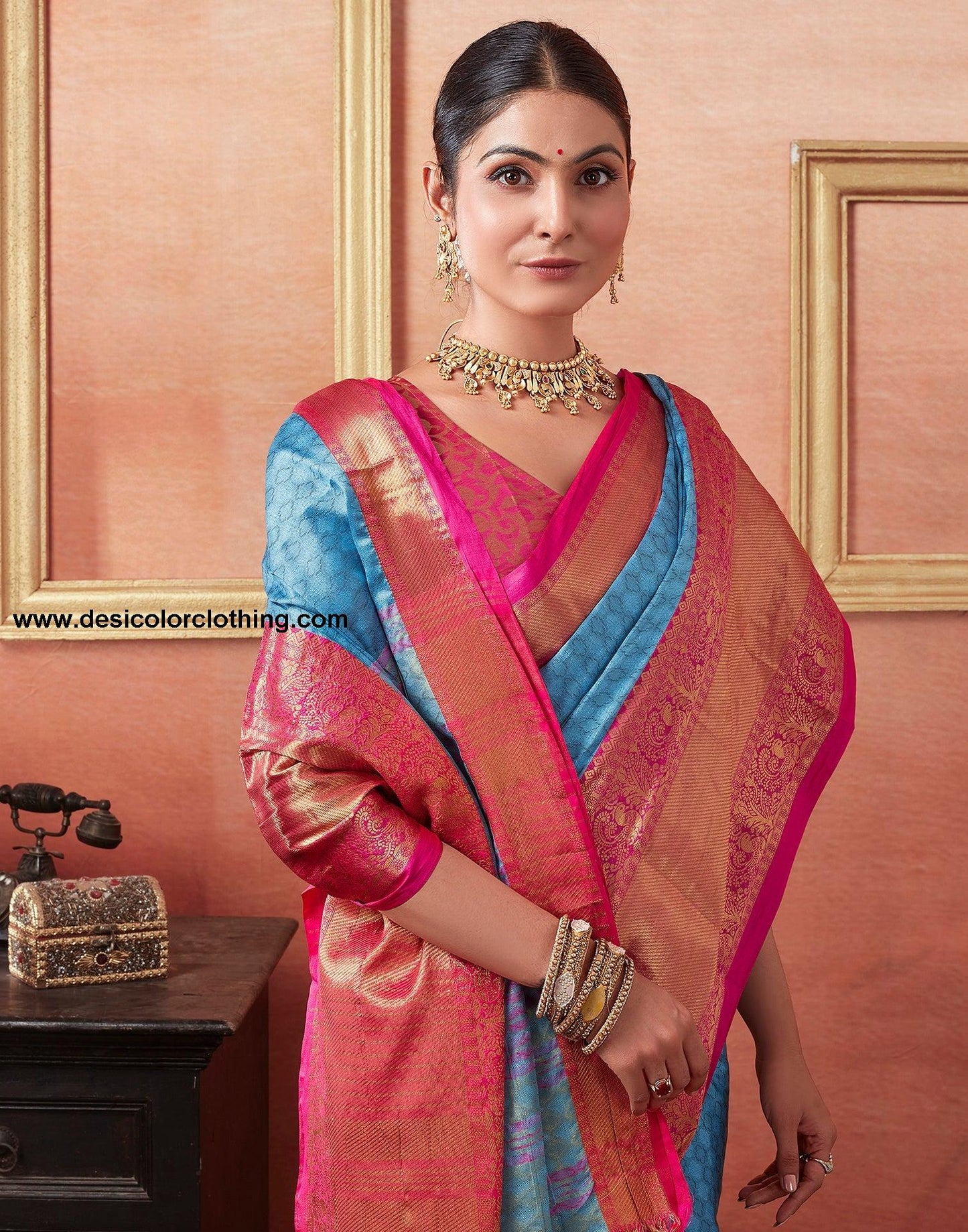 Blue Silk Weaves Saree