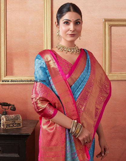 Blue Silk Weaves Saree