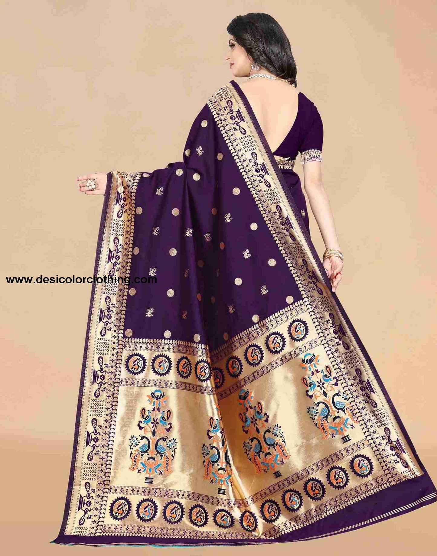 Purple Silk Plain Saree