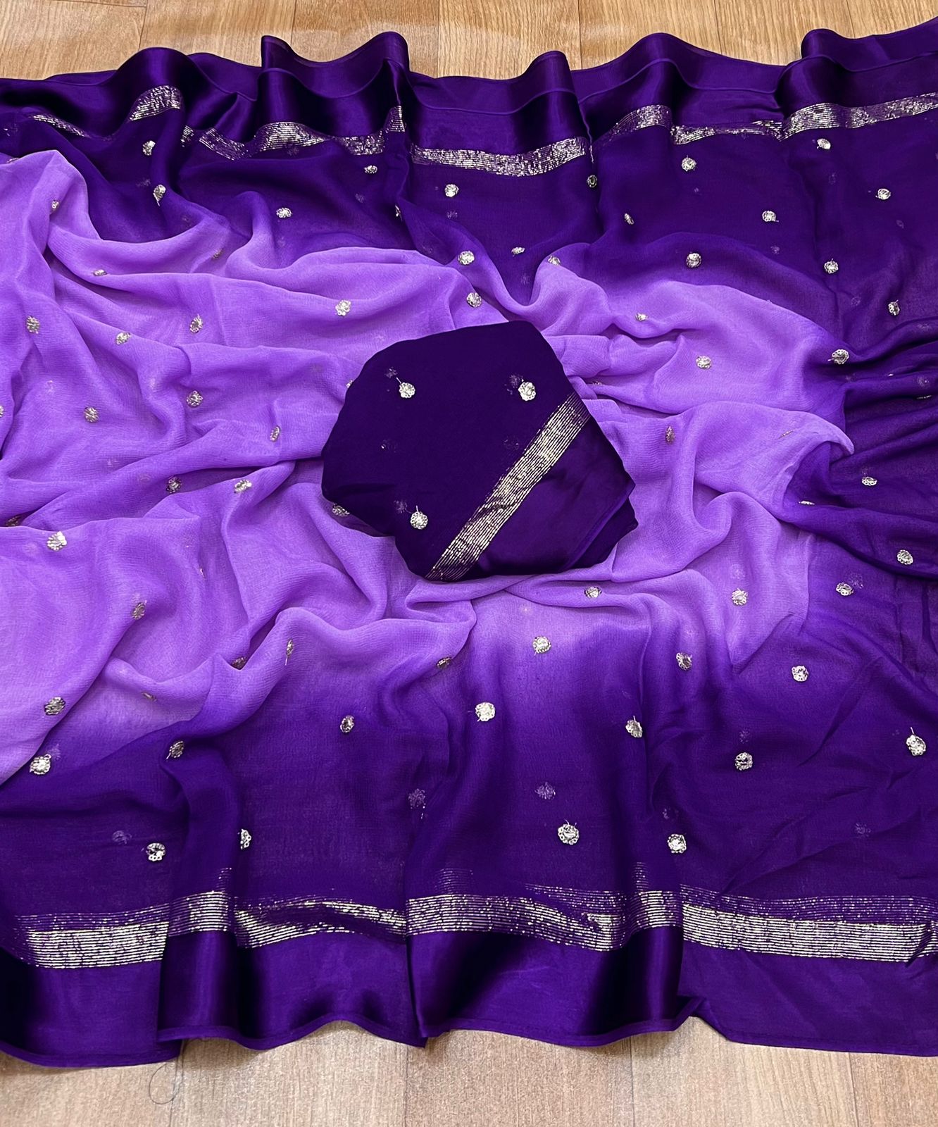 Product Image - Designer Georgette Pallu Saree with Sequins Work