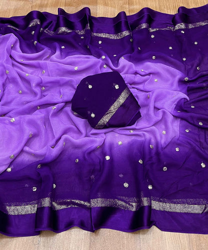 Product Image - Designer Georgette Pallu Saree with Sequins Work